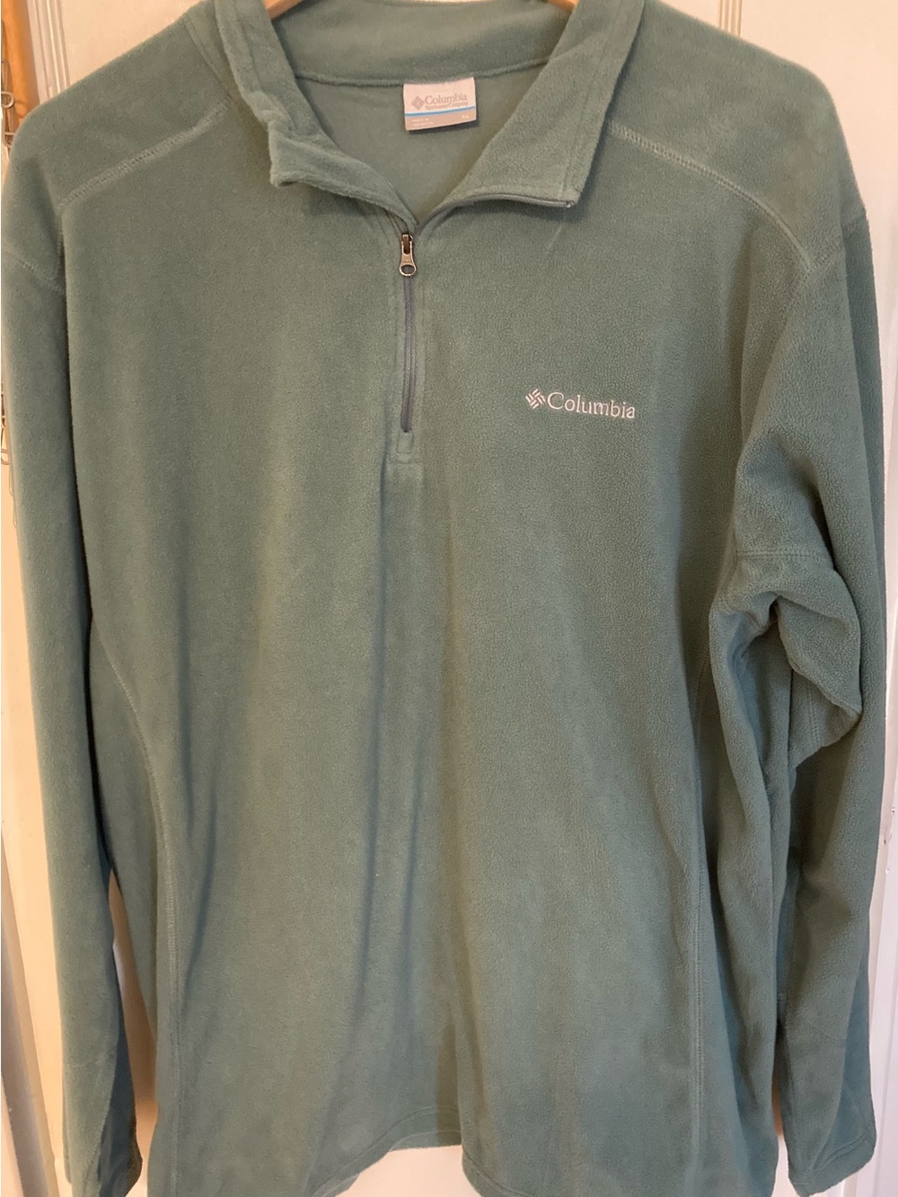 Columbia Men’s Light Sage Green Quarter-Zip Fleece Pullover